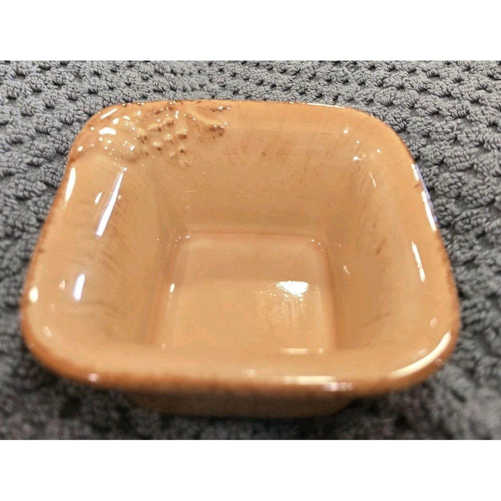 Casafina Casa Stone Madeira Harvest‎ Peach Square Dipping Bowl Portugal Ceramic